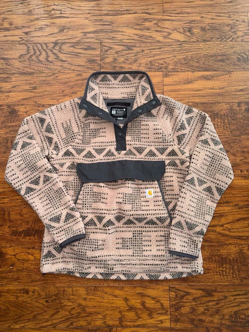 Carhartt Women's Relaxed Fit Aztec Fleece Pullover Snap Jacket Model OJ4991-W Si